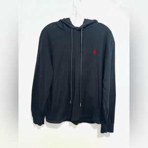 Polo Ralph Lauren Men’s Black Long Sleeved Hoodie with Red Emblem EUC